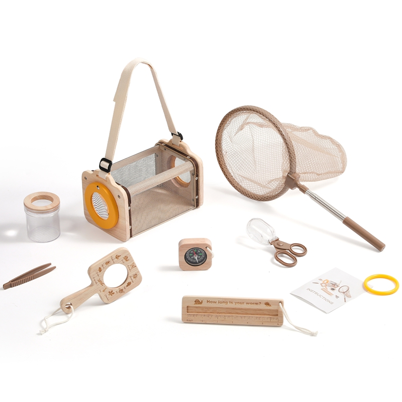 Outdoor Adventure Kit For Kids - 子供用アウトドア探検キット 昆虫と葉っぱの認知探求おもちゃ モンテッソーリおもちゃ 子供用木製野生冒険ゲームセット ベビーギフト
