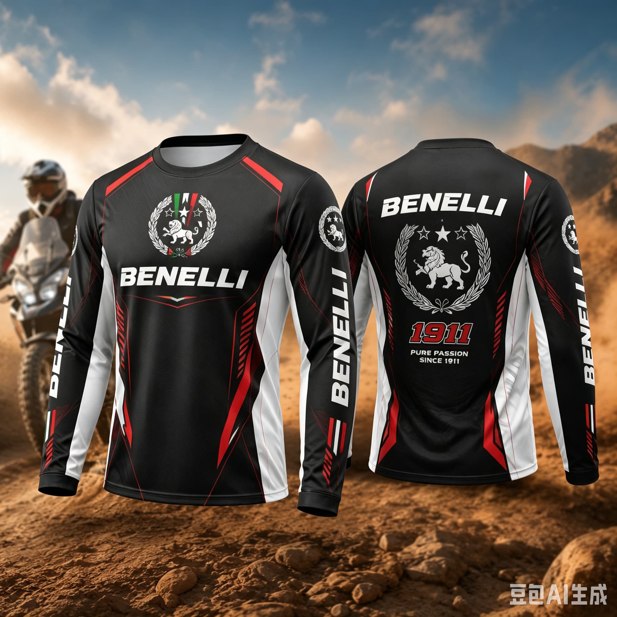 Outdoor Adventure Outfit - 2027年新作 ベネリ ライダー Tシャツ 長袖 バイクシャツ