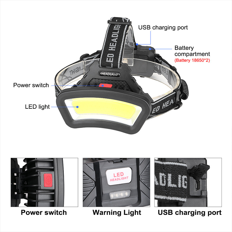 COB LED ヘッドランプ USB 充電式赤白光釣りヘッド - Outdoor Adventure Zone のレビューと価格