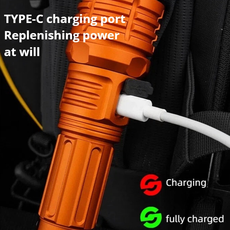 強力な光 LED 懐中電灯ズーム可能 TYPE-C 充電式屋 - Outdoor Adventure Trips のレビューと価格