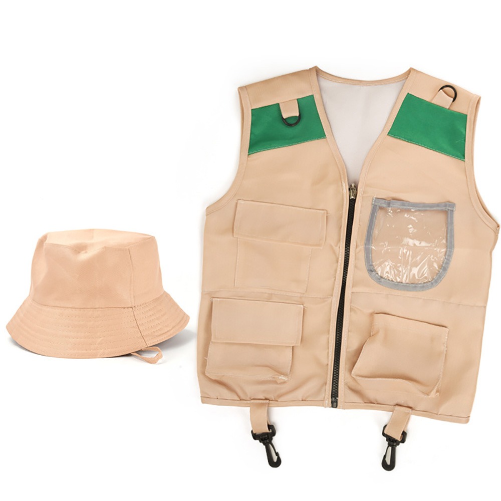 マルチカラー探検家帽子ベストドレスアップゲームベストと帽子子 - Outdoor Adventure Kit For Kids のレビューと価格