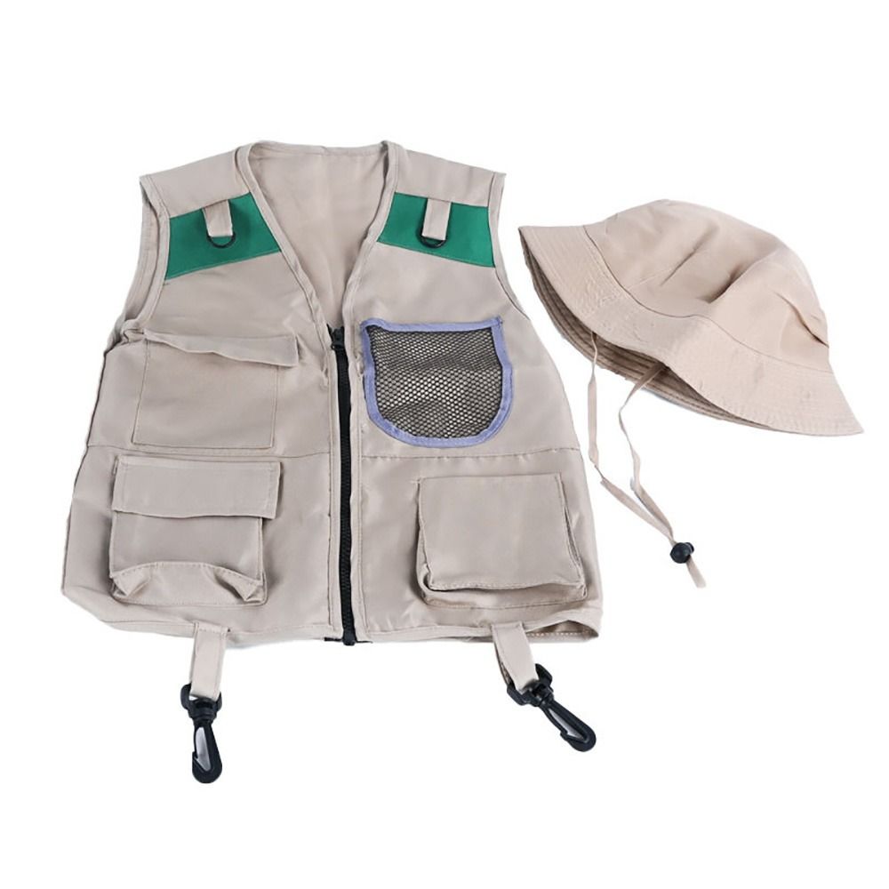 マルチカラー探検家帽子ベストドレスアップゲームベストと帽子子 - Outdoor Adventure Kit For Kids のレビューと価格