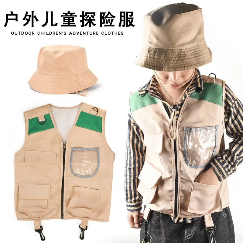 子供用ハロウィーンコスチューム、探検家風の帽子とベスト、変装 - Outdoor Adventure Kit For Kids のレビューと価格