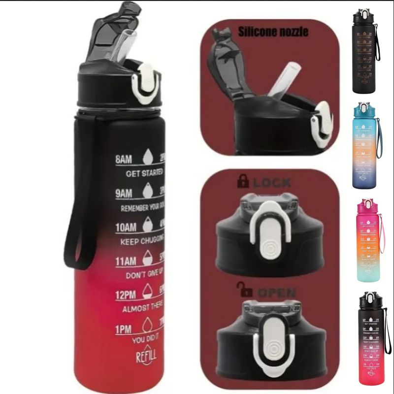 750mlスポーツウォーターボトル、時間トラッキングストロー - Outdoor Adventure Sports のレビューと価格