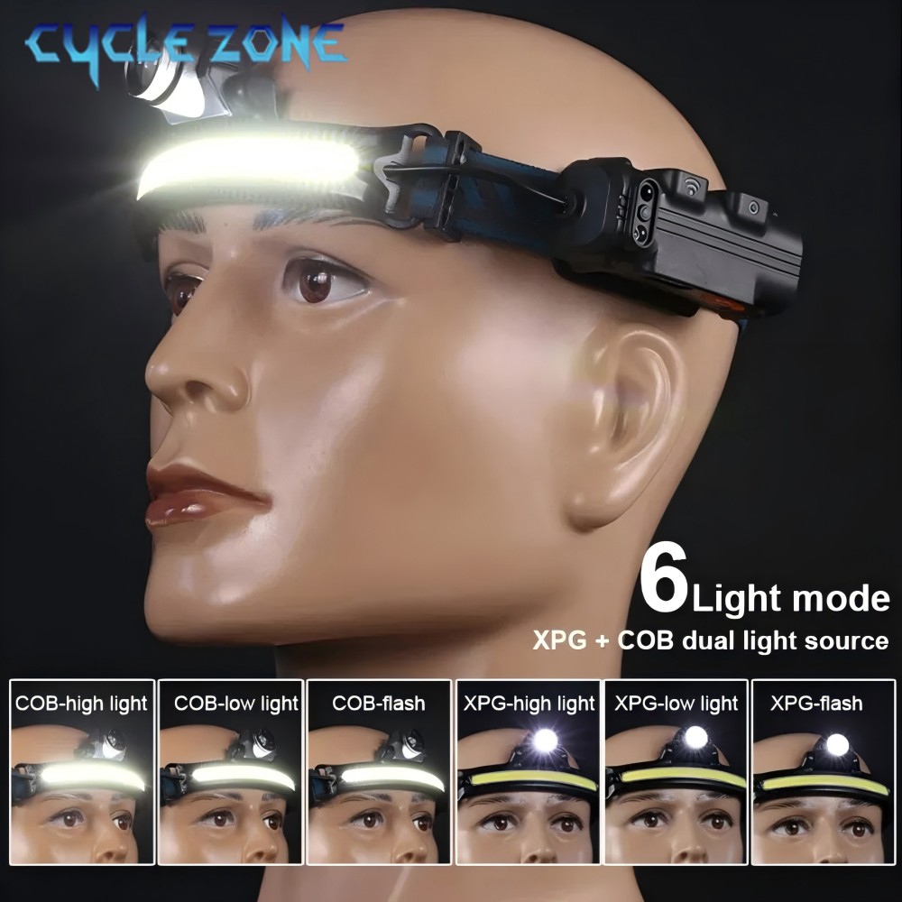 強力な LED センサーヘッドランプズーム COB ヘッドラ - Outdoor Adventure Zone のレビューと価格