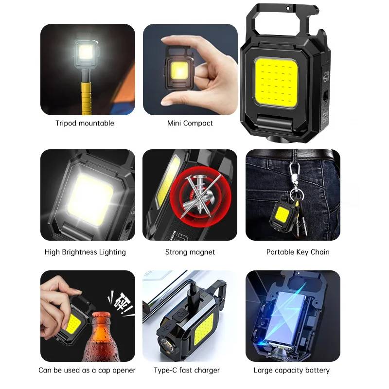 ミニ懐中電灯キーホルダーライト COB ワークライト USB - Outdoor Adventure Trips のレビューと価格
