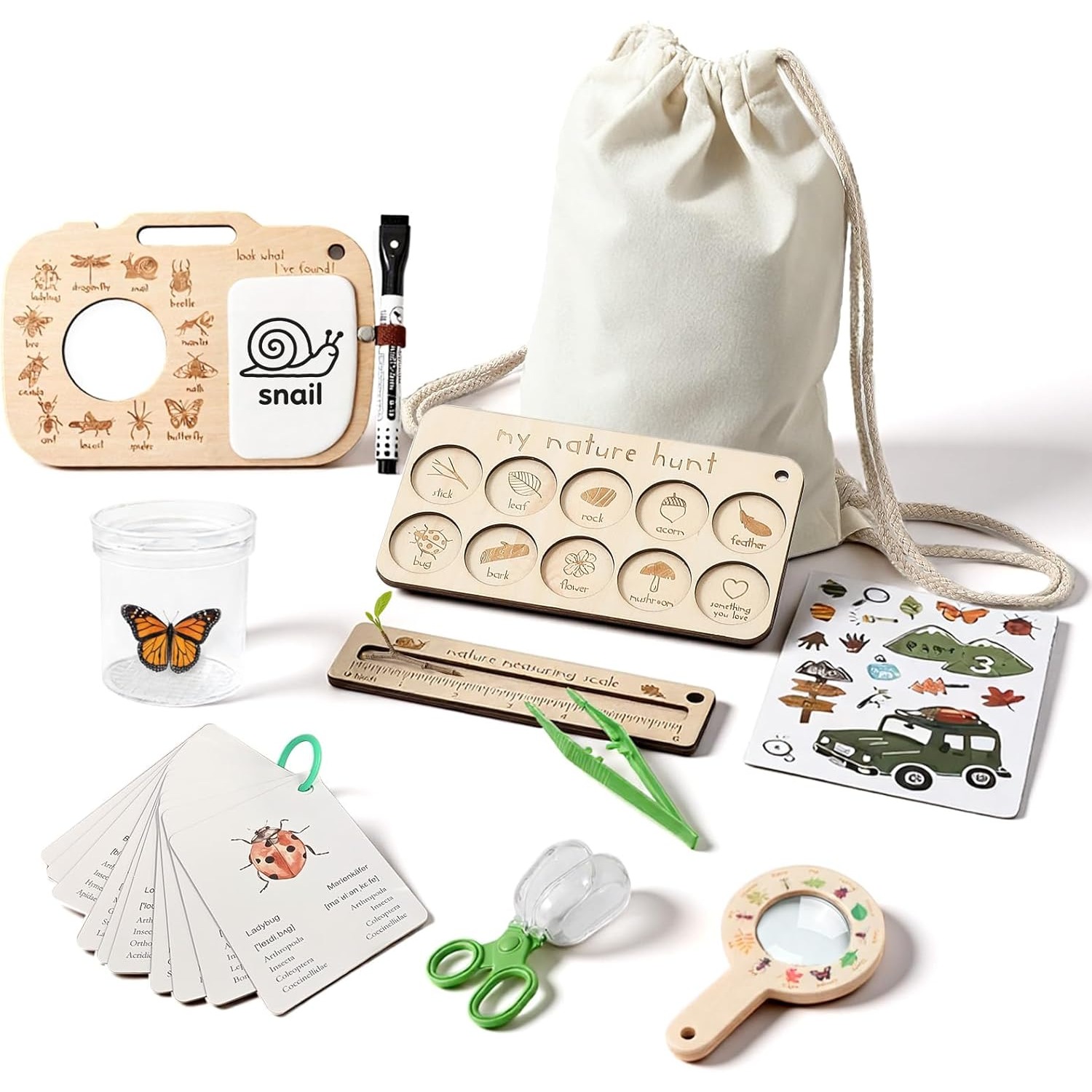 子供用虫捕りキット、虫箱、学習カード、観察ボード付き、屋外遊 - Outdoor Adventure Kit For Kids のレビューと価格