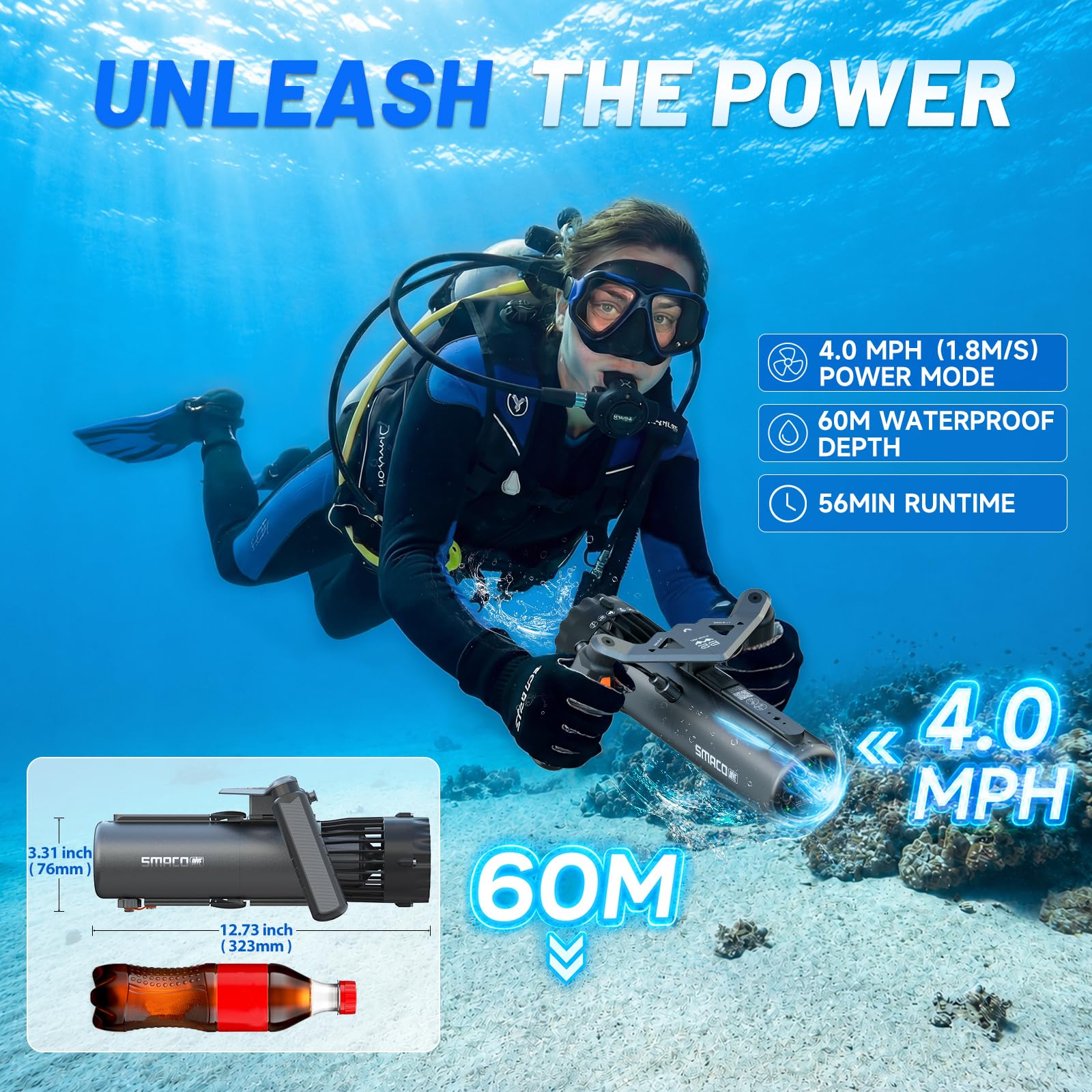 SMACO水中スクーター、両手で操作可能な水中ブースター、プ - Outdoor Adventure Sports のレビューと価格
