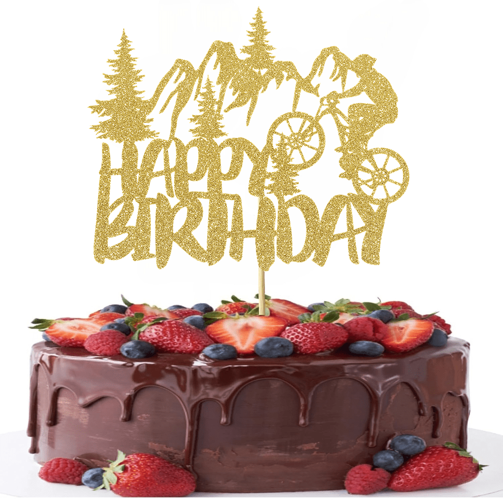 1個 ゴールデングリッター リタイアメントケーキトッパー 誕 - Outdoor Adventure Birthday Party のレビューと価格