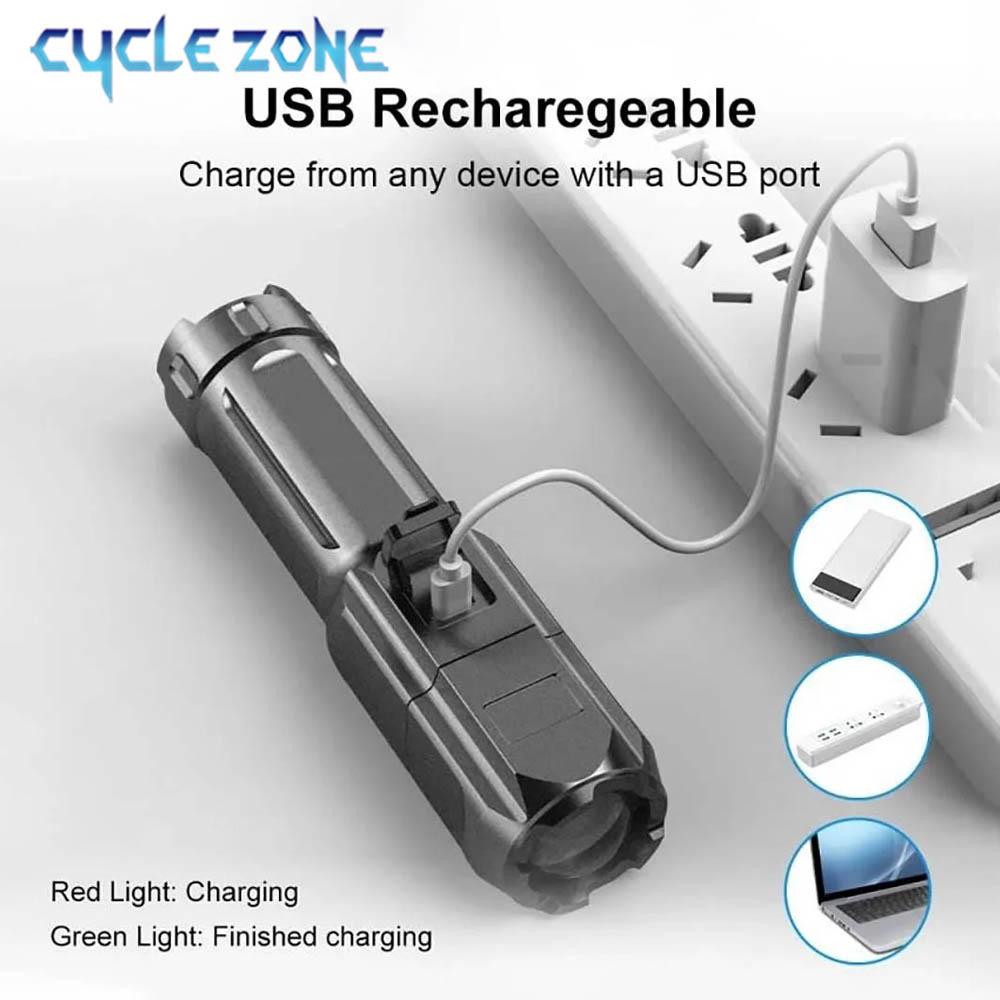 ポータブルLED懐中電灯 USB充電式懐中電灯 ズーム機能付 - Outdoor Adventure Zone のレビューと価格